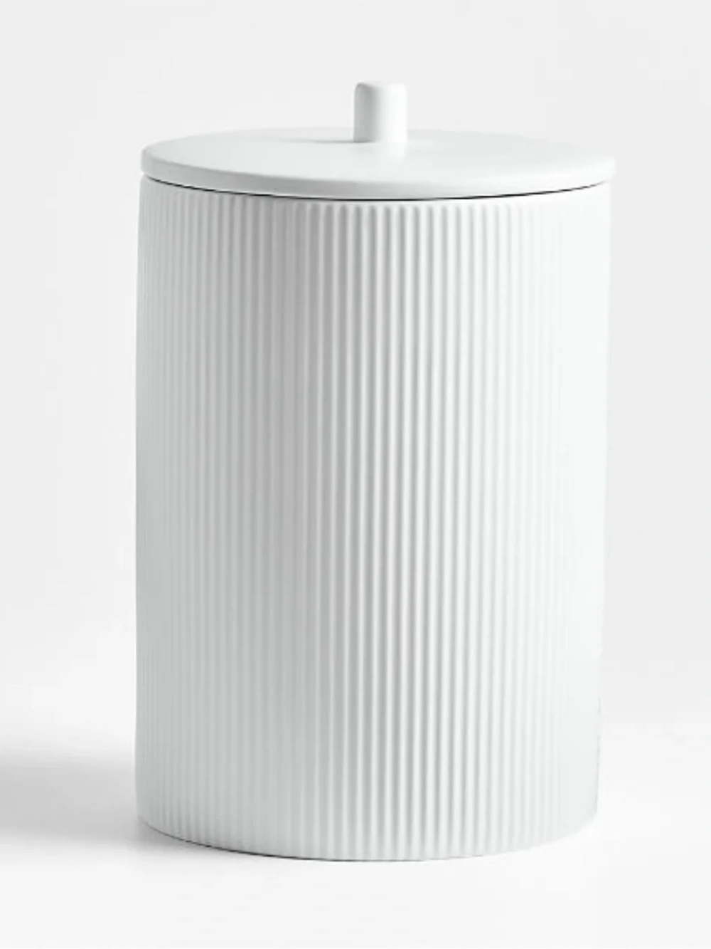 New! Crate&Barrel White Ribbed Ceramic Canister with Lid size Extra-Large